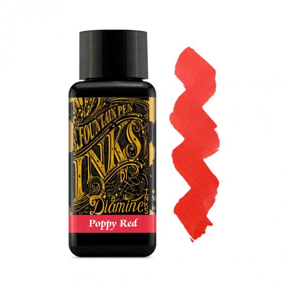 Чернила для перьевых ручек Diamine Ink 30мл, Poppy Red (ярко красный)