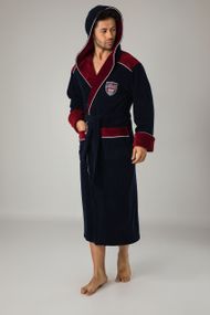 Чоловічий велюровий халат Nusa 2810 з капюшоном, синій 2XL