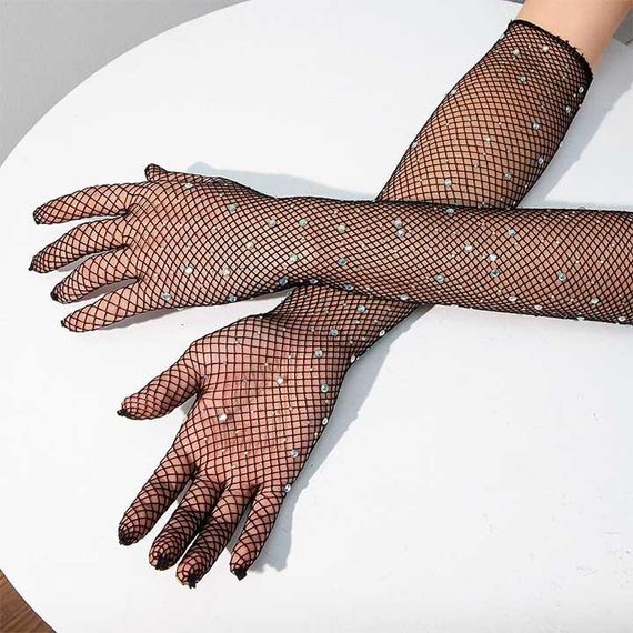 Сексуальні довгі рукавички зі стразами — XS/S/M — Еротична білизна | Зображення 7