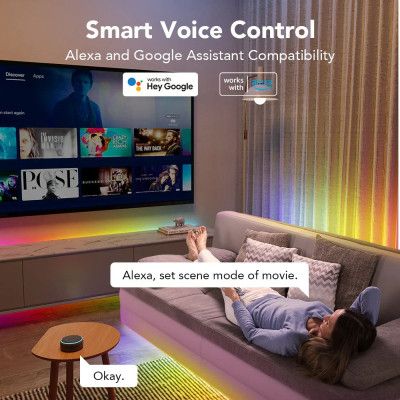 Светодиодная лента Govee RGBIC Basic Wi-Fi + Bluetooth LED Strip Light With Protective Coating 10м Білий | Зображення 3
