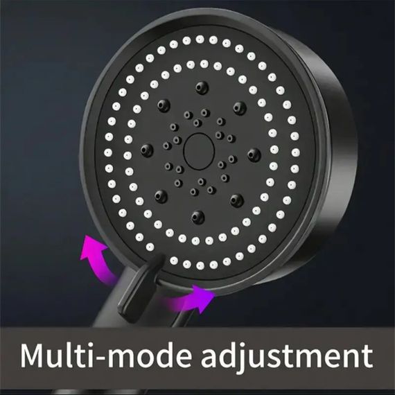 Черный термостойкий душевой набор: насадка для душа с 5 настройками распыления, шланг и держатель | Зображення 7