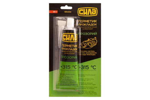 Герметик прокладок высокотемпературный +315°С, 100% силиконовый, прозрачный 85г СИЛА