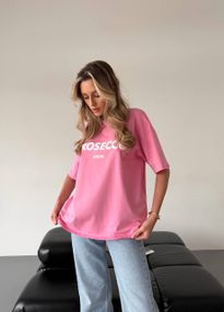 Женская свободная футболка оверсайз Prosecco mood  SH318 цвет розовый, размер 42/46 onesize