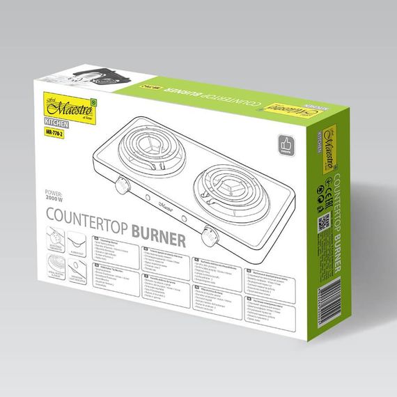 Электроплита настольная Maestro MR-770-2, 2000 Вт, 2 конфорки, механическое управление | Зображення 3