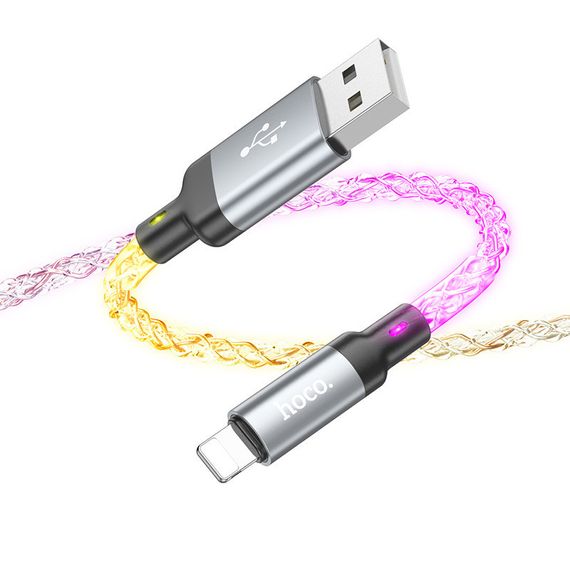 Дата кабель Hoco U112 Shine 2.4A USB to Lightning (1m) Gray | Зображення 3