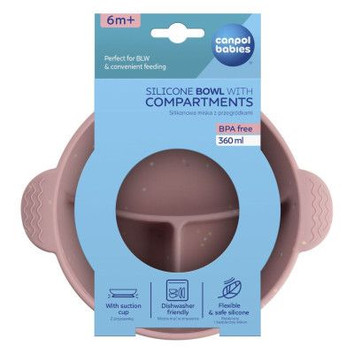 Тарілка дитяча Canpol babies DOTS силіконова на присосці з секціями, рожева (51/403_pin) | Зображення 7