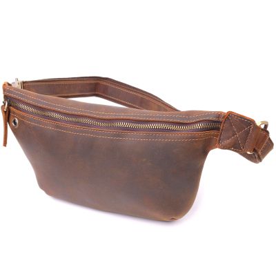 Сумка Vintage Вінтажна поясна з натуральної шкіри Коричнева (21294)