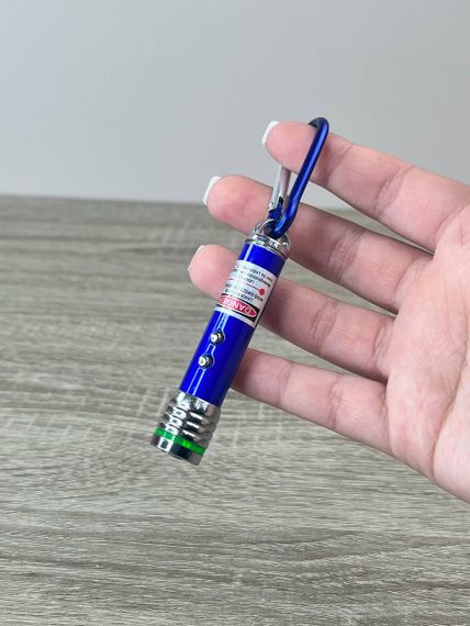 Портативный LED 9617 фонарик брелок с лазерной указкой, компактный ручной фонарь для дома Синий | Зображення 2