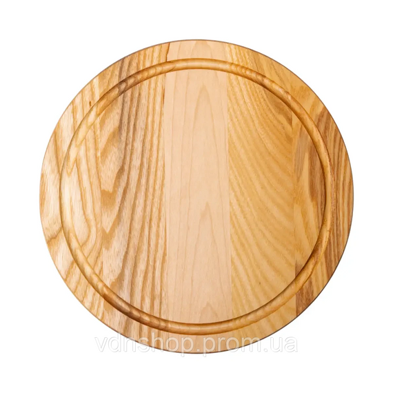 Обробна дерев'яна дошка кругла 25 см для подачі нарізки ясен C10W250