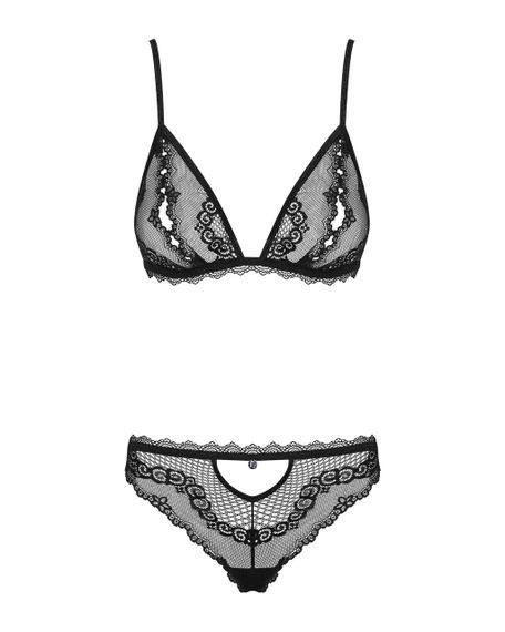 Сексуальний комплект із відкритими сосками Obsessive Millagro 2-pcs set black S/M Sex Aura | Зображення 4