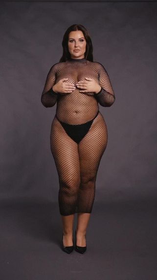 Жіноча довга сукня з сітчастою структурою та коміром-гольф Le Desir Long Dress Fishnet, чорна Sex Aura | Зображення 3