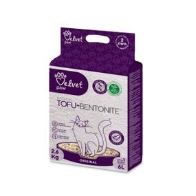 Растительный наполнитель для кошачьего туалета с бентонитом Velvet Paw Tofu Original, 6 л