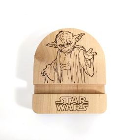 Підставка тримач під смартфон телефон планшет Star Wars Йода 10х12х2 см Майстерня містера Томаса Дерево