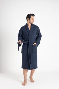 Чоловічий мусліновий халат Nusa 24670 синій 3XL