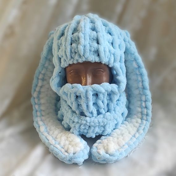 Балаклава з вушками зайчика Alize Puffy (ручна робота) колір 287 плюшева | Зображення 2