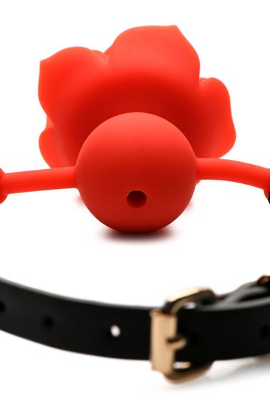 Силіконовий кляп з трояндою Master Series: Blossom Silicone Rose Gag – Red | Зображення 4