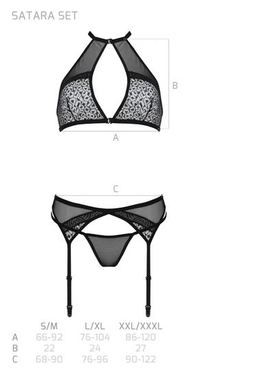 Комплект білизни Passion SATARA SET XXL/XXXL red, топ, пояс для панчіх, стрінги | Зображення 6