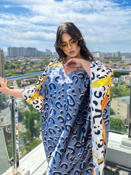 Розкішна шовкова довга леопардова сукня-туніка PLUS SIZE | Зображення 1