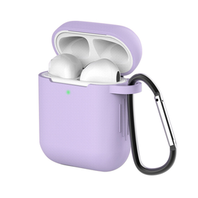 Захисний силіконовий чохол для Apple AirPods Skatolly з карабіном, Фіолетовий