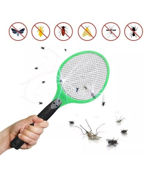 Электрическая мухобойка Rechargeable Mosquito-hitting Swatter трехслойная аккумуляторная Черно-зеленый | Зображення 3