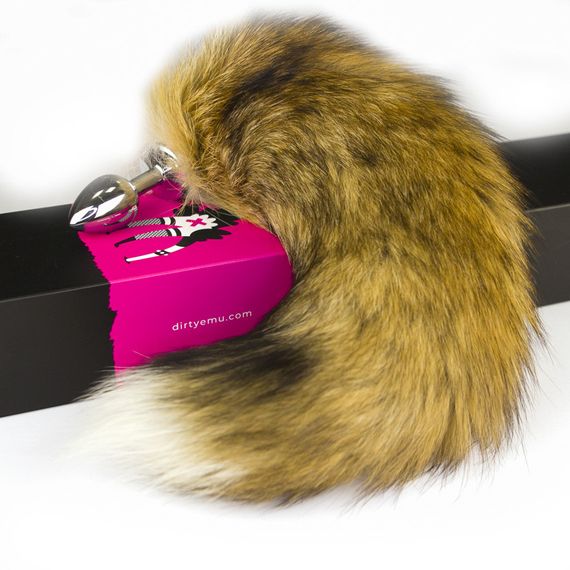 Анальная пробка-хвостик S из натурального меха REDDISH BROWN цвет: рыжий sexstyle