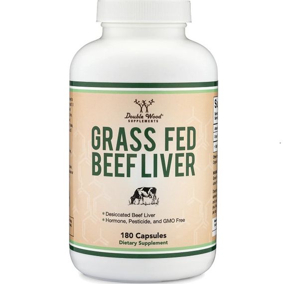 Мультивитамины Double Wood Grass Fed Beef Liver 1000 mg (2 caps per serving) 180 Caps