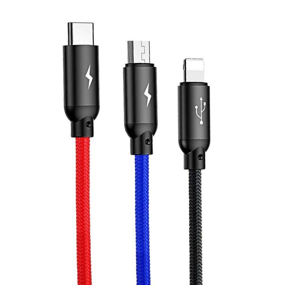 Кабель Baseus Three Primary Colors 3-in-1 (0.3m)
