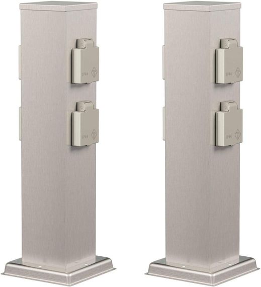 Садовая стойка с розетками алюминиевая MG PR SOCKET QUATRO 80x80 DB IP65