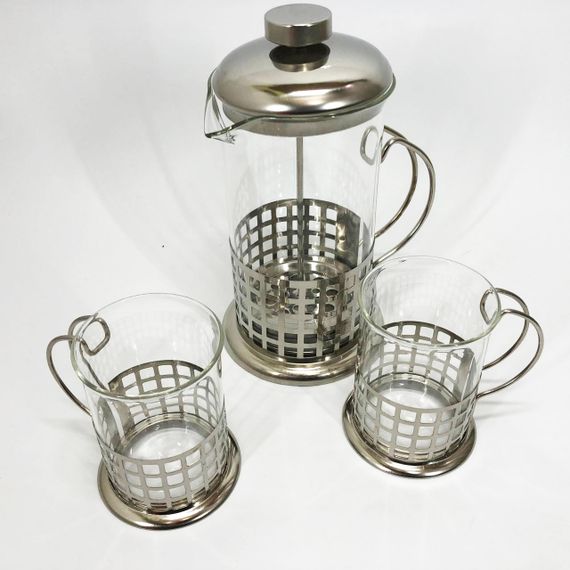 Прес заварник із жароміцного боросилікатного скла UNIQUE UN-1155 0.6 л + 2 чашки Френч-прес для кави | Зображення 4