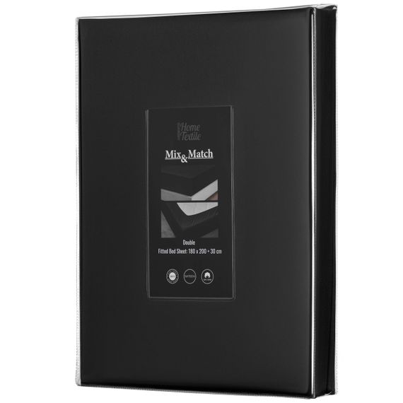 Простирадло на резинці Ardesto Mix&Match Premium, 180x200+30см, 100% бавовна, сатин, чорний (ART1820FSL)