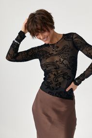 Прозорий лонг у сітку з драпіруванням - чорний цвет, L (є розміри)