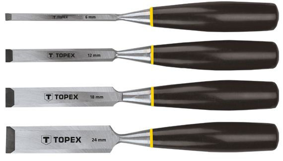 Стамески TOPEX 6-24 мм, набор 4 шт. (09A310)