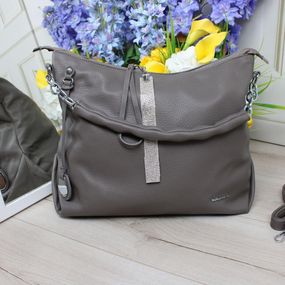 Жіноча сумка-мішок вміщує формат А-4 Сіра