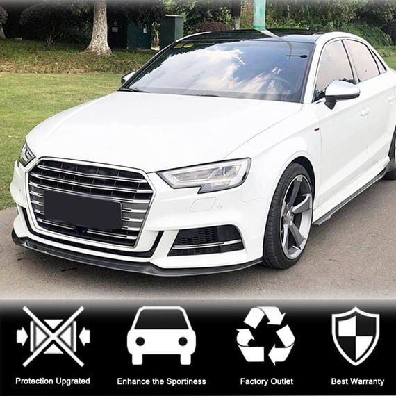 Передний лип-спойлер V3 (для S-Line SD 2017-2020, Карбон) для Ауди A3 | Зображення 1