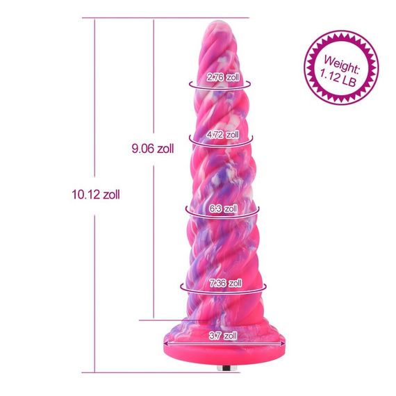Фантазийный фаллоимитатор 10.12″ для секс-машин Hismith Silicone Dildo rose Monster Series, KlicLok | Зображення 3