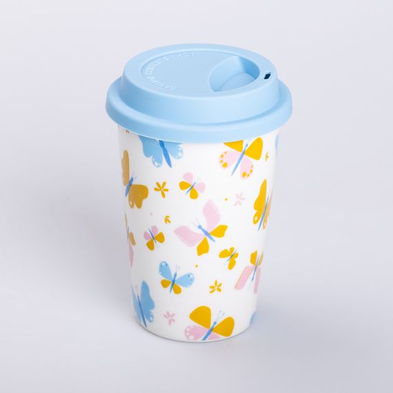 Фарфоровый стакан с силиконовой крышкой и отверстием для трубочки 420 мл Белый RX-N240546W | Зображення 3