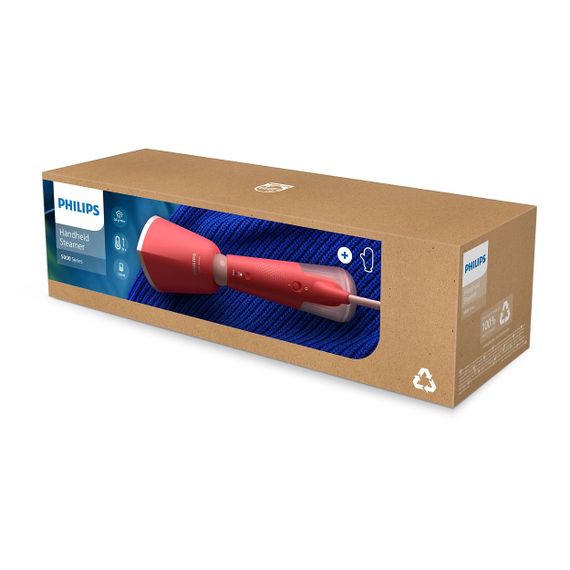 Відпарювач Philips компактний Series 5000, 1400Вт, 120мл, паровий удар -24гр, складана ручка, чохол-рукавичка, пластик, червоний (STH5020/40) | Зображення 6