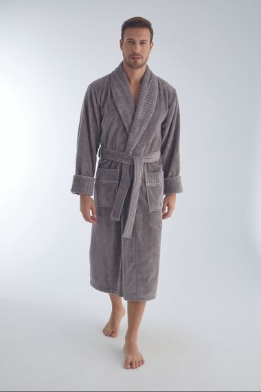 Мужской велюровый халат Nusa 1330 серый M