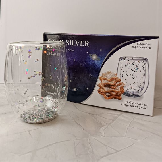 Набір склянок VT-5409-350 STAR SILVER з подвійним дном 2 шт. 350мл Vittora | Зображення 2