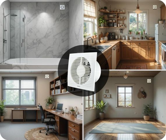 Вытяжной вентилятор 150 мм с таймером, встроенная тихая вытяжка для ванной, кухни, туалета для удаления влаги | Зображення 3