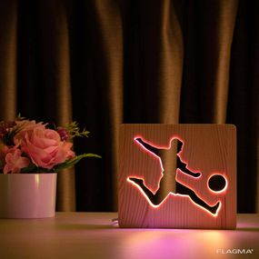 Светильник ночник ArtEco Light из дерева LED "Футболист с мячем" с пультом и...
