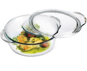 Форма для запекания жаропрочная стеклянная с крышкой круглая Simax 1.75 л 6686/6696