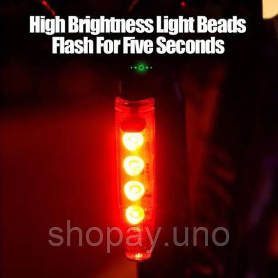 Фонарь задний для велосипеда LEADBIKE LD77-LS-4 LED, Стоп на велосипед LED USB, Светоотражатель на вело WH-39 | Зображення 1