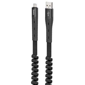 Дата кабель Hoco U78 "Cotton treasure elastic" MicroUSB (1.2М) Чорний