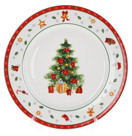 Тарілка десертна Новорічна ялинка діаметр 19см