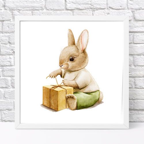 Постер в рамці Зайчик и подарок 30x30 см