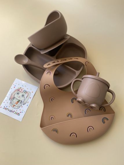 Набір дитячого силіконового посуду Брауні | Зображення 1