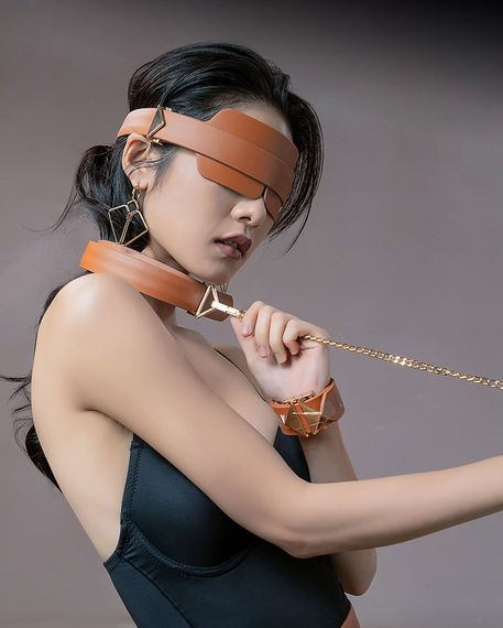 Маска на очі шкіряна Коричневий Lockink