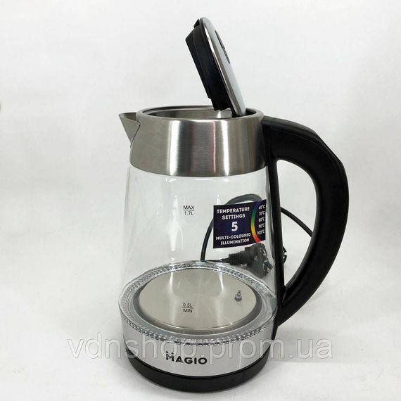 Надійний електрочайник MAGIO MG-499 2000 Вт 1.7 л, Чайник скляний електричний, Стильний електрочайник TB-94 | Зображення 2