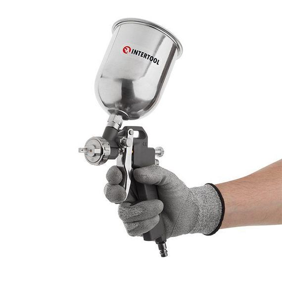 Фарбопульт пневматичний HP, форсунка 1.5 мм, верхній металевий бачок 600 мл, 5bar INTERTOOL PT-02051 | Зображення 5